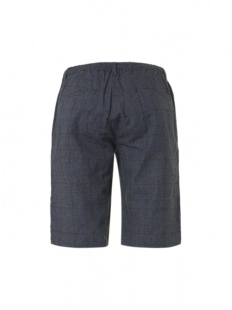 Short Check With Linen | Washed Blue