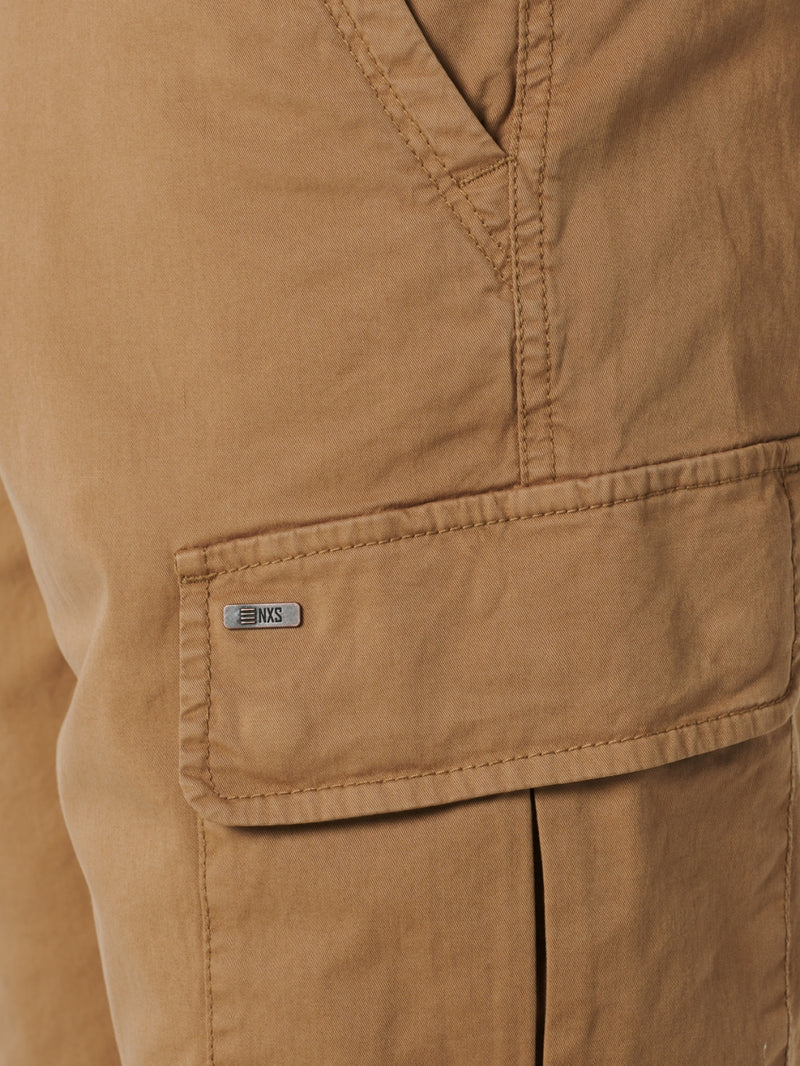 Short Cargo Garment Dyed + Stone Washed Stretch With Belt | Sand