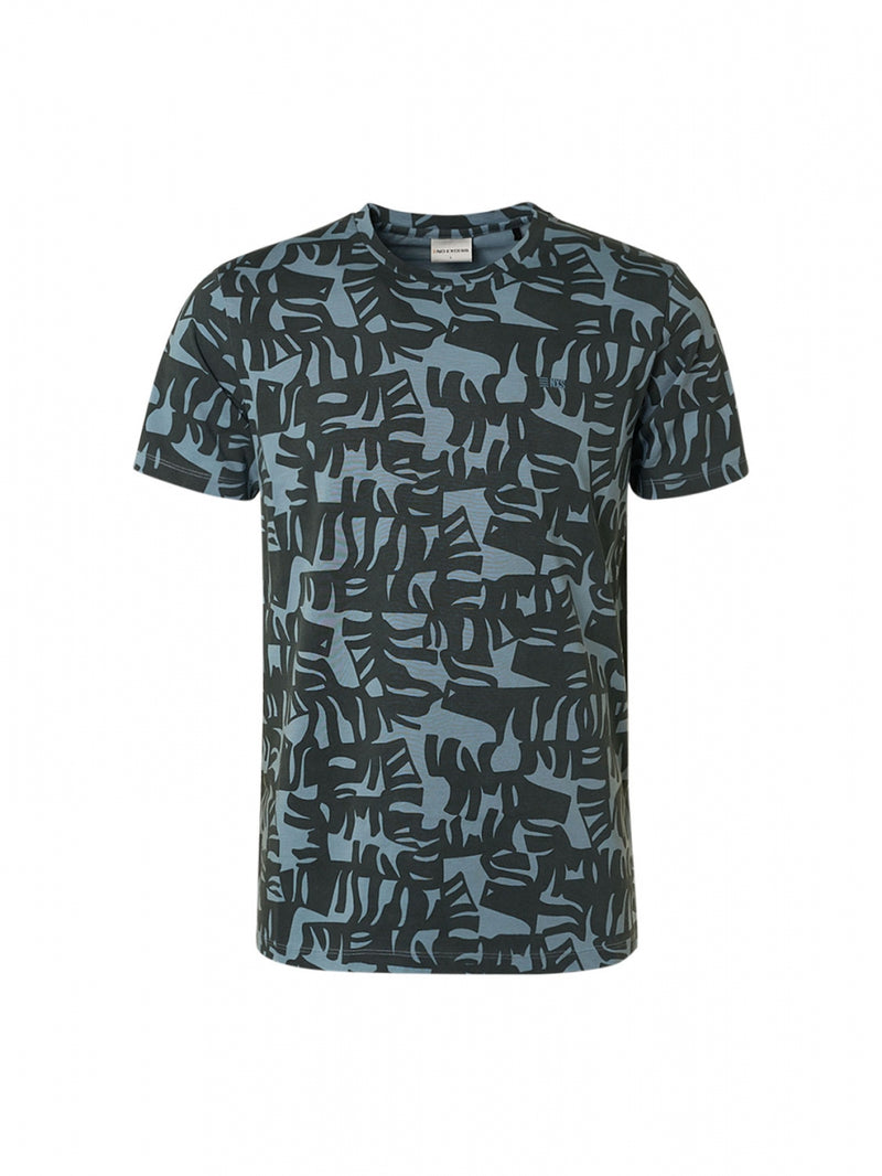 T-Shirt Crewneck Allover Printed Slub | Steel