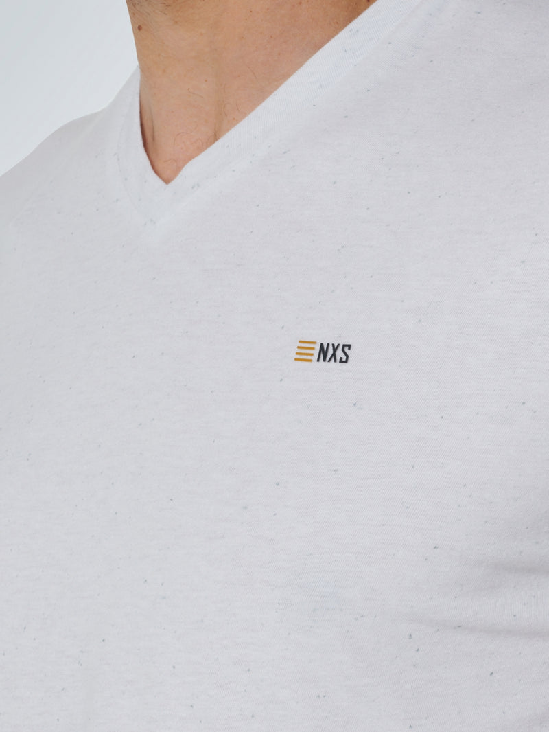 T-Shirt V-Neck Melange | White