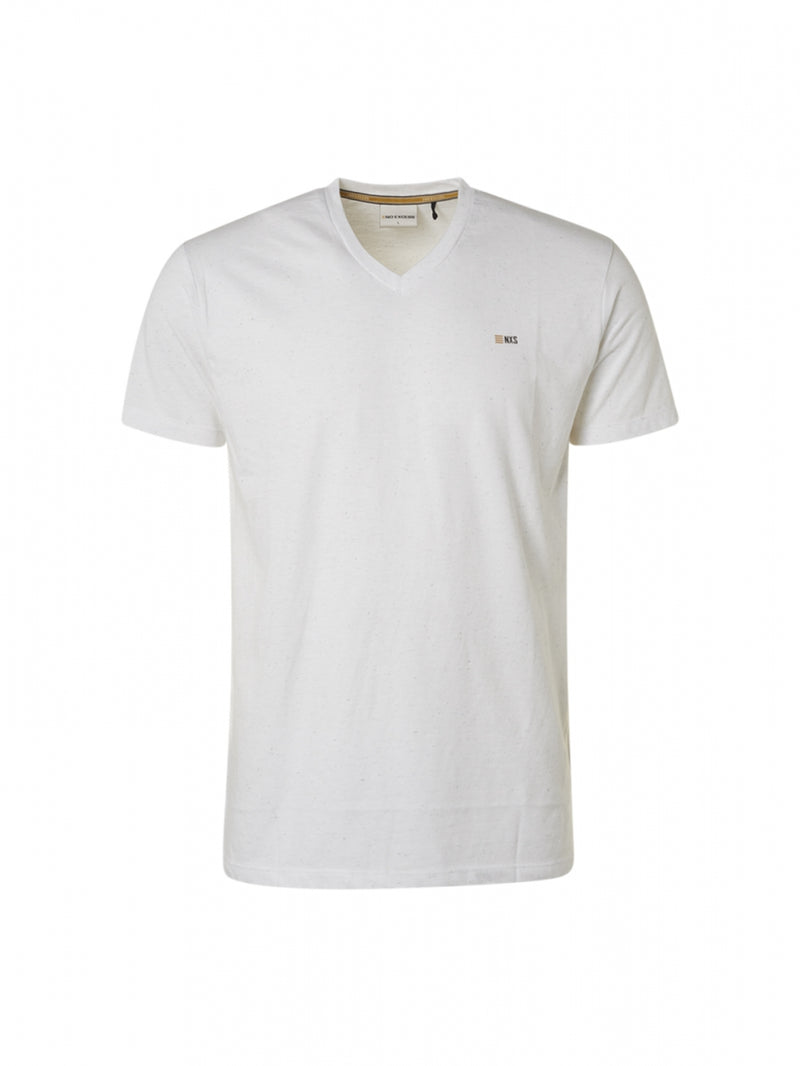 T-Shirt V-Neck Melange | White