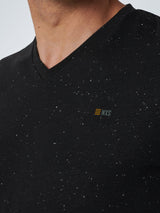 T-Shirt V-Neck Melange | Black