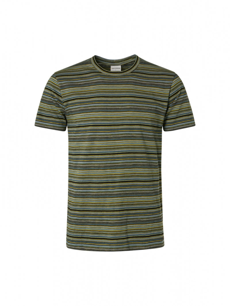 T-Shirt Crewneck Multi Colour Stripe | Steel