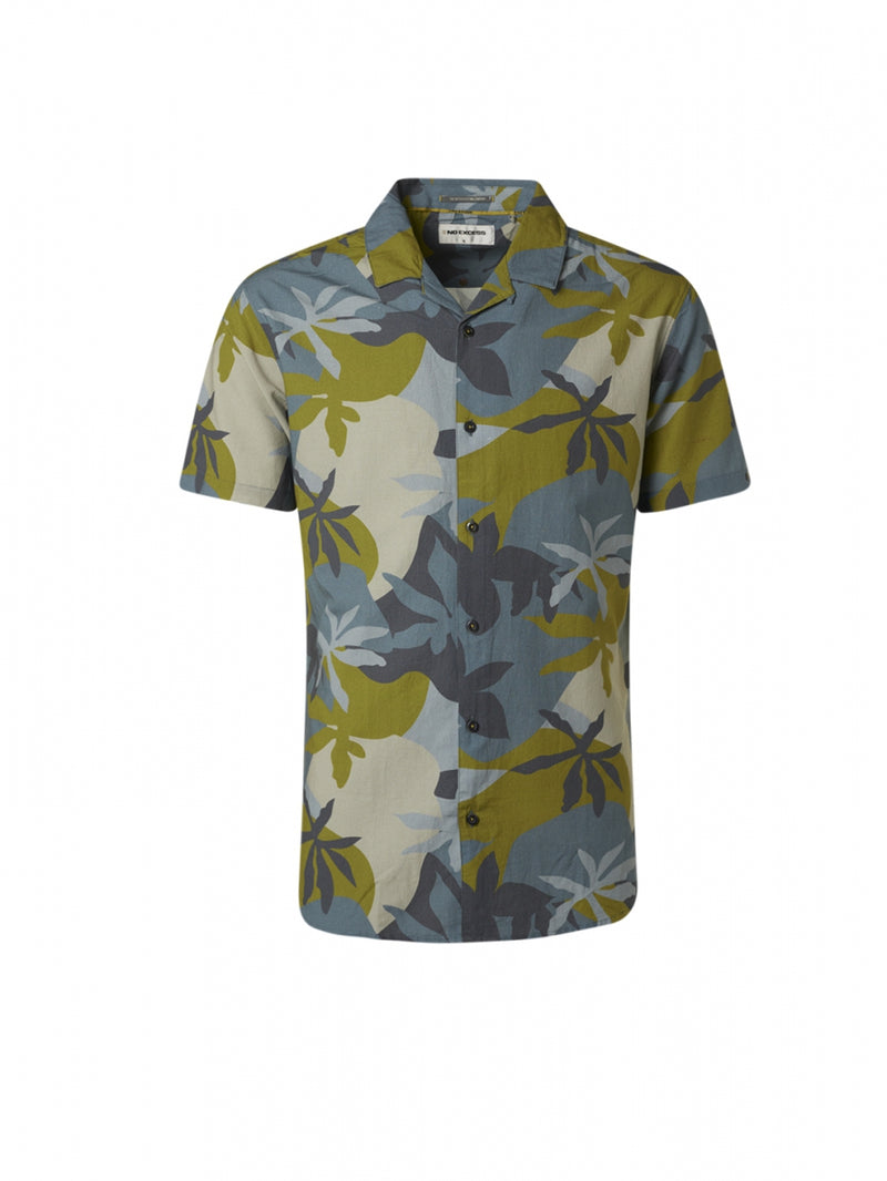 Shirt Short Sleeve Resort Collar Allover Printed | Lime