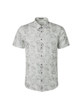 Shirt Short Sleeve Allover Printed With Linen | Smoke