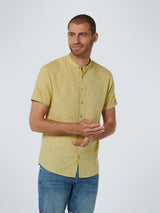 Shirt Short Sleeve Granddad 2 Coloured With Linen | Lime