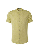 Shirt Short Sleeve Granddad 2 Coloured With Linen | Lime