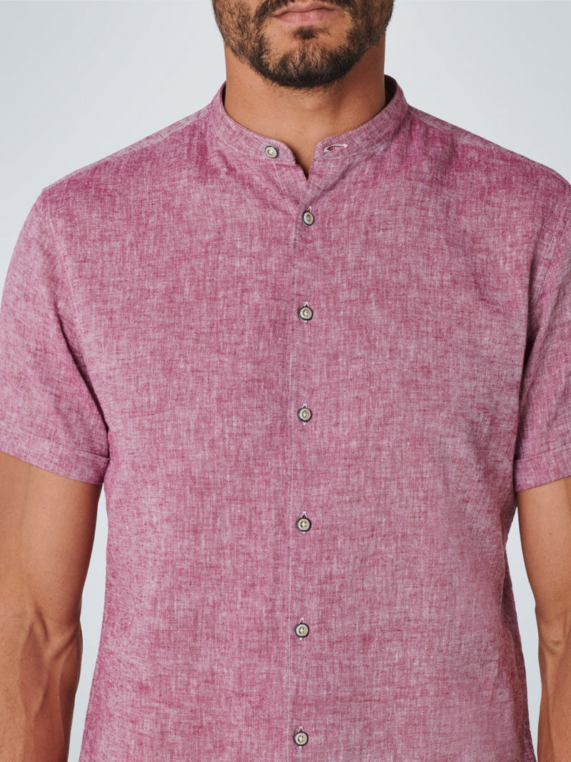 Shirt Short Sleeve Granddad 2 Coloured With Linen | Cassis