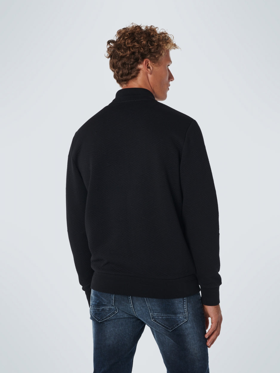 Sweater Full Zipper Double Layer Jacquard | Black