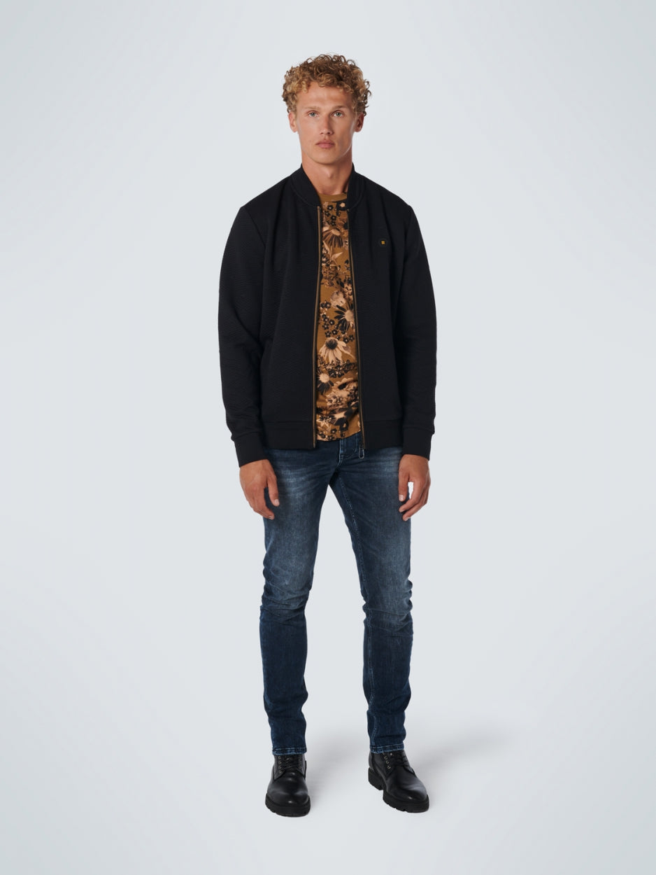 Sweater Full Zipper Double Layer Jacquard | Black