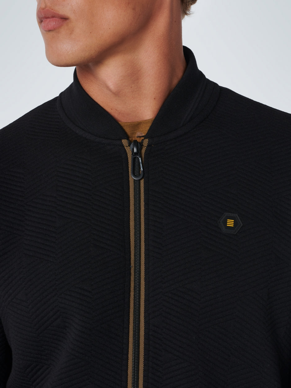 Sweater Full Zipper Double Layer Jacquard | Black