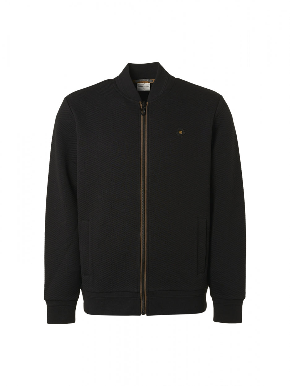 Sweater Full Zipper Double Layer Jacquard | Black