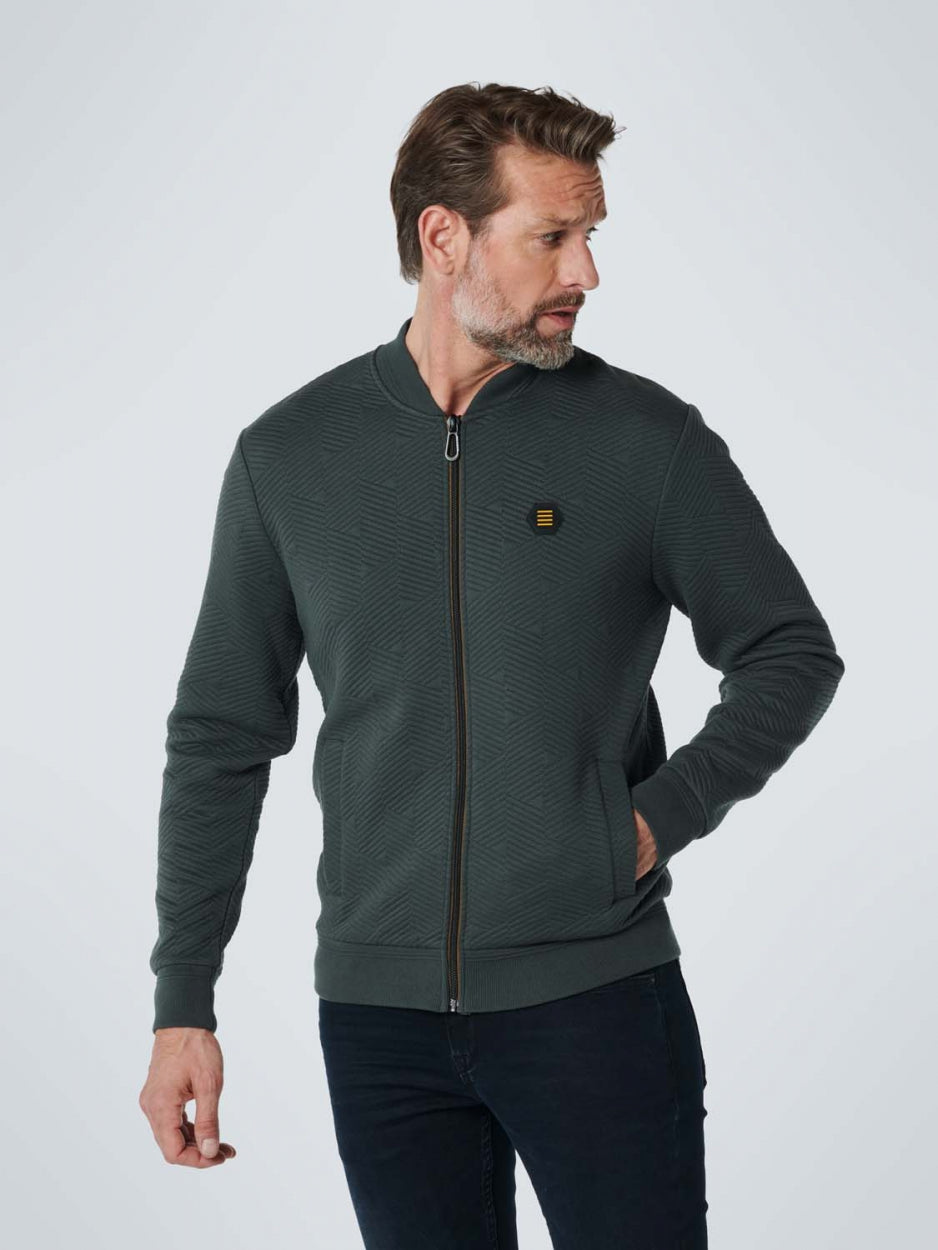 Sweater Full Zipper Double Layer Jacquard | Dark Steel