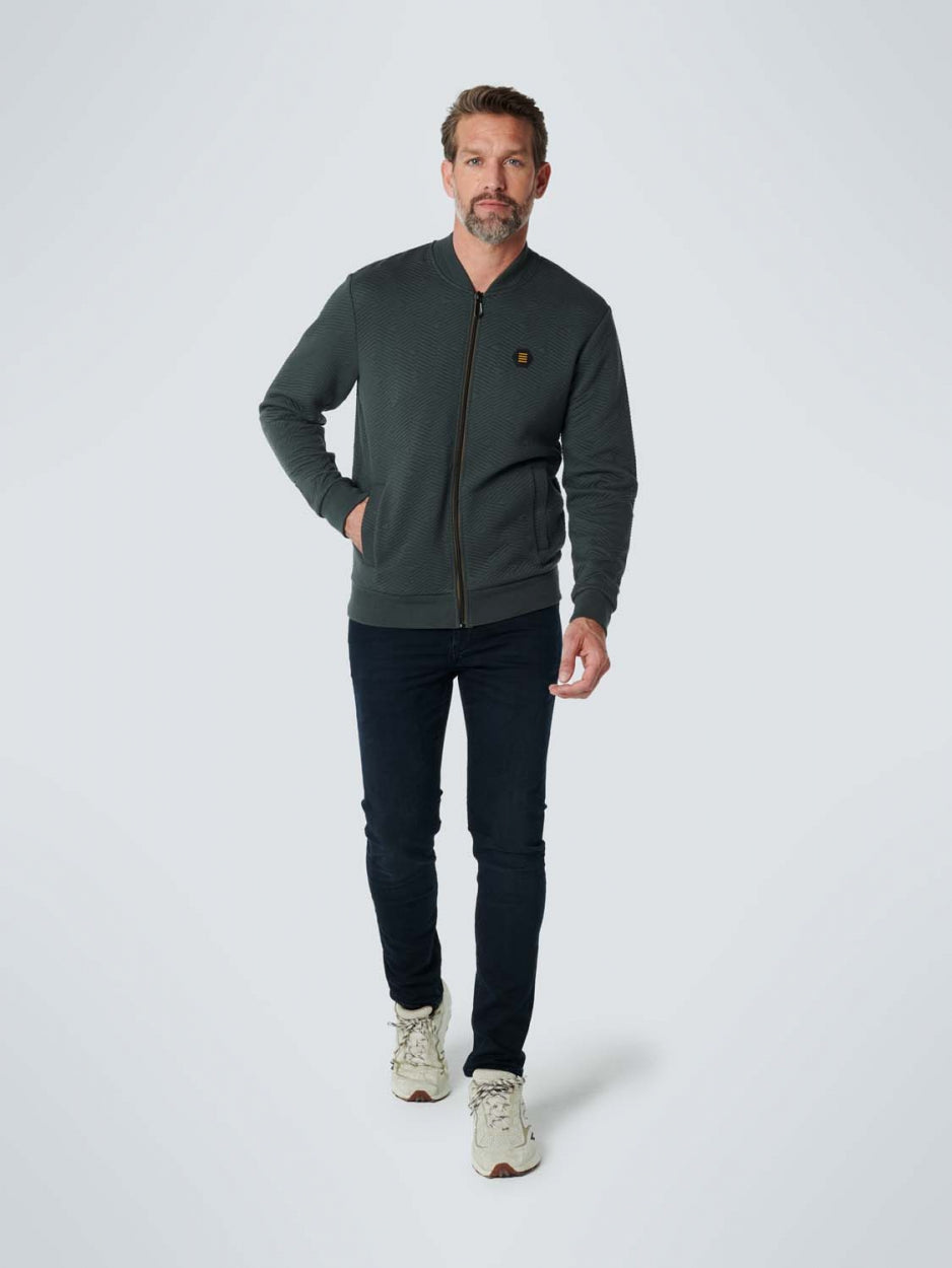 Sweater Full Zipper Double Layer Jacquard | Dark Steel
