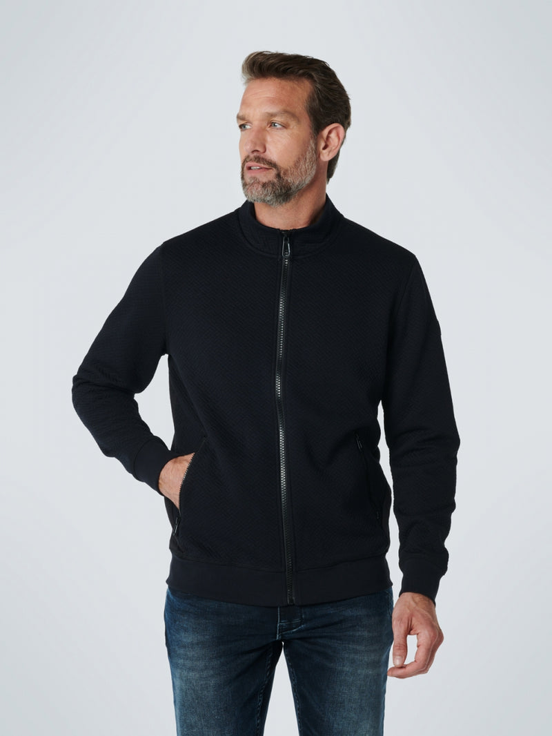 Sweater Full Zipper 2 Colour Jacquard | Ink