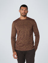 T-Shirt Long Sleeve Crewneck Stretch, 3 Coloured Melange | Port Wine