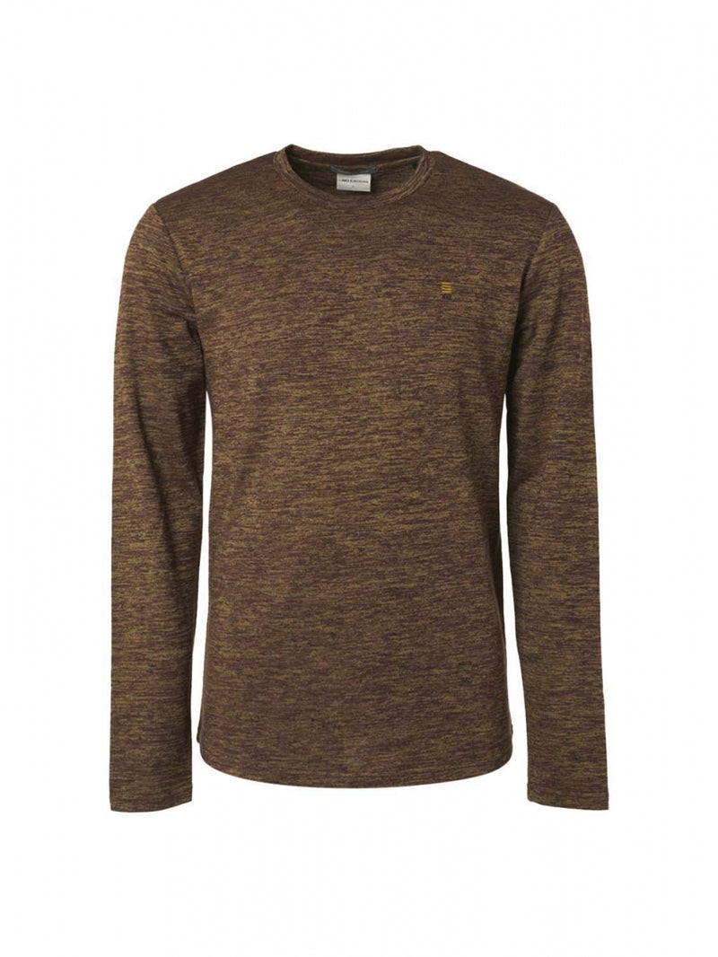 T-Shirt Long Sleeve Crewneck Stretch, 3 Coloured Melange | Port Wine