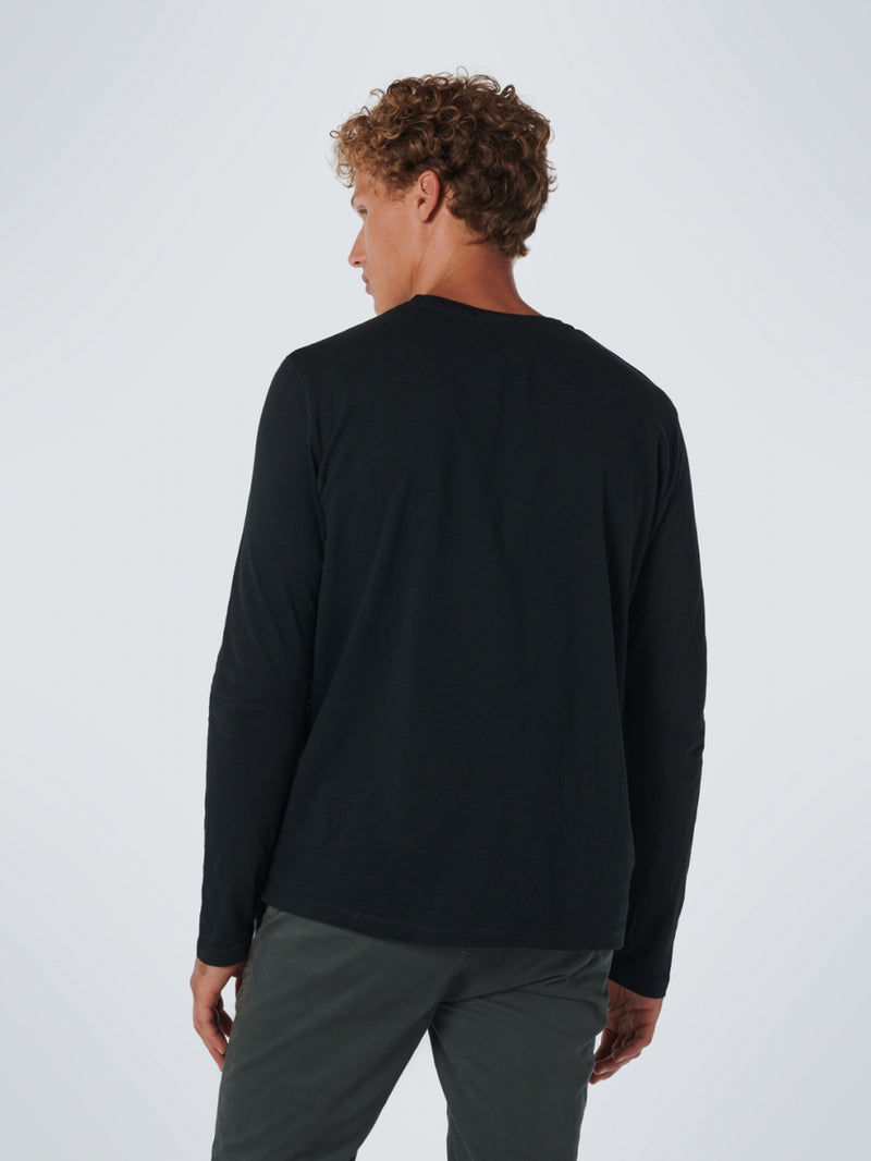 T-Shirt Long Sleeve Crewneck Slub Responsible Choice | Greenish Black