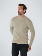 Pullover Crewneck 2 Coloured Relief Knit | Stone