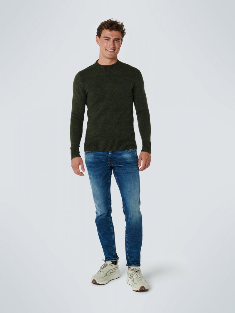 Pullover Crewneck 2 Coloured Relief Knit | Sage Green