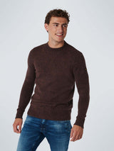Pullover Crewneck 2 Coloured Relief Knit | Brandy