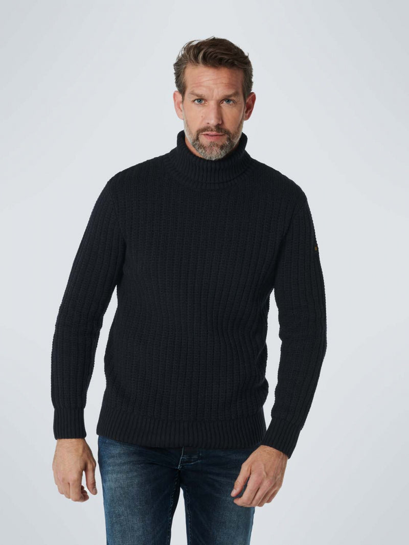Pullover Rollneck Solid Jacquard With Wool | Ink