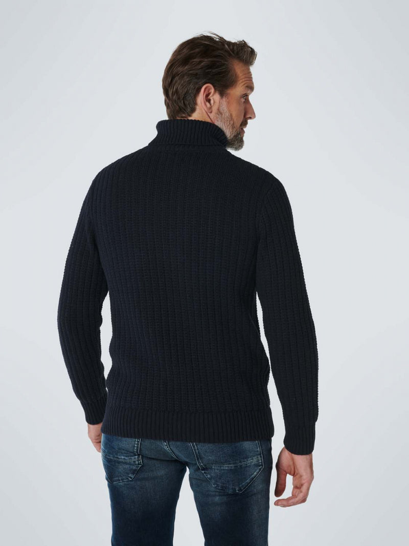 Pullover Rollneck Solid Jacquard With Wool | Ink