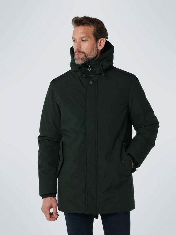 Jacket Long Fit Hooded | Greenish Black