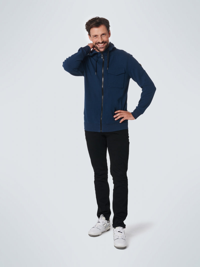 Sweater Full Zipper Hooded Double Layer Jacquard | Carbon Blue