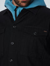 Overshirt Button Closure Stretch Responsible Choice Cotton | Black