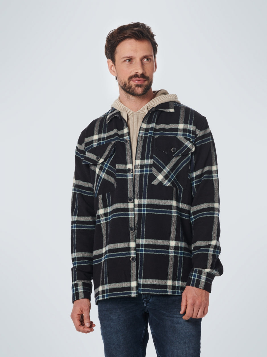 Overshirt Button Closure Check | Black