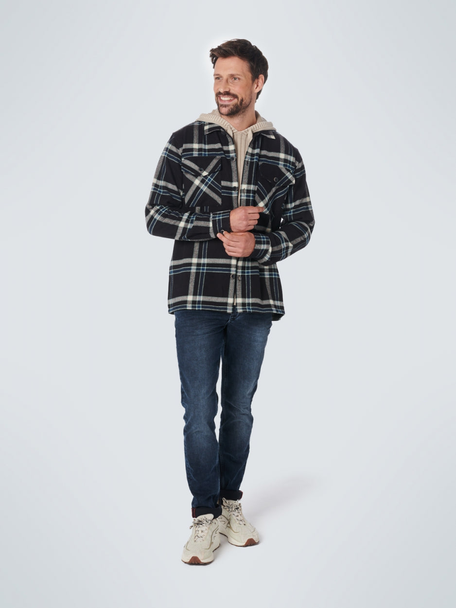 Overshirt Button Closure Check | Black