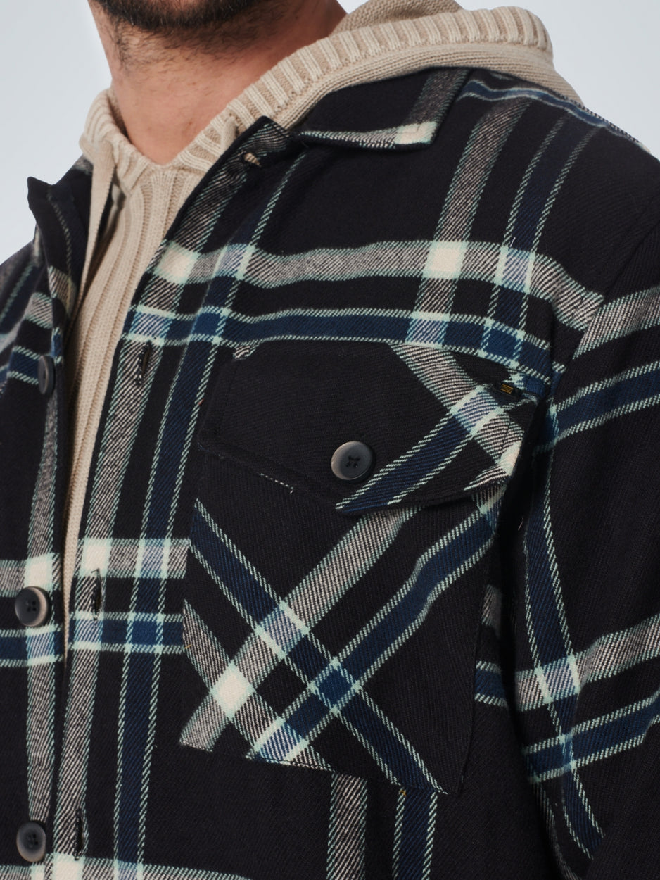 Overshirt Button Closure Check | Black