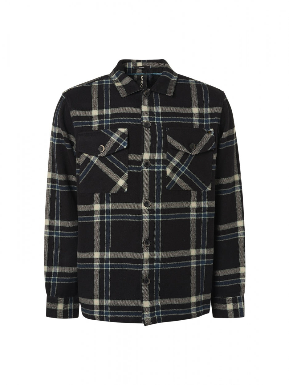 Overshirt Button Closure Check | Black