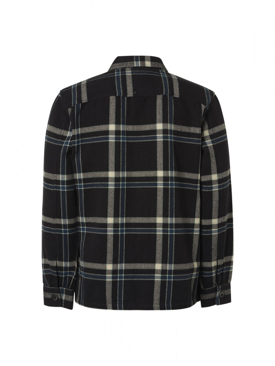 Overshirt Button Closure Check | Black
