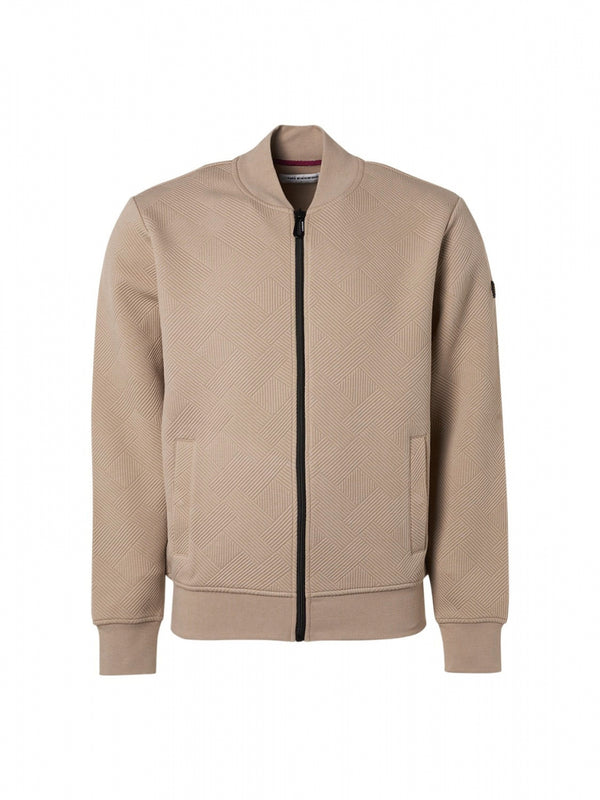 Sweater Full Zipper Double Layer Jacquard Resposible Choice Cotton | Sand