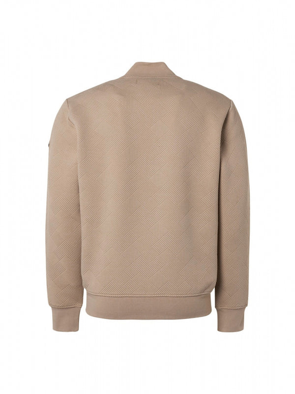 Sweater Full Zipper Double Layer Jacquard Resposible Choice Cotton | Sand