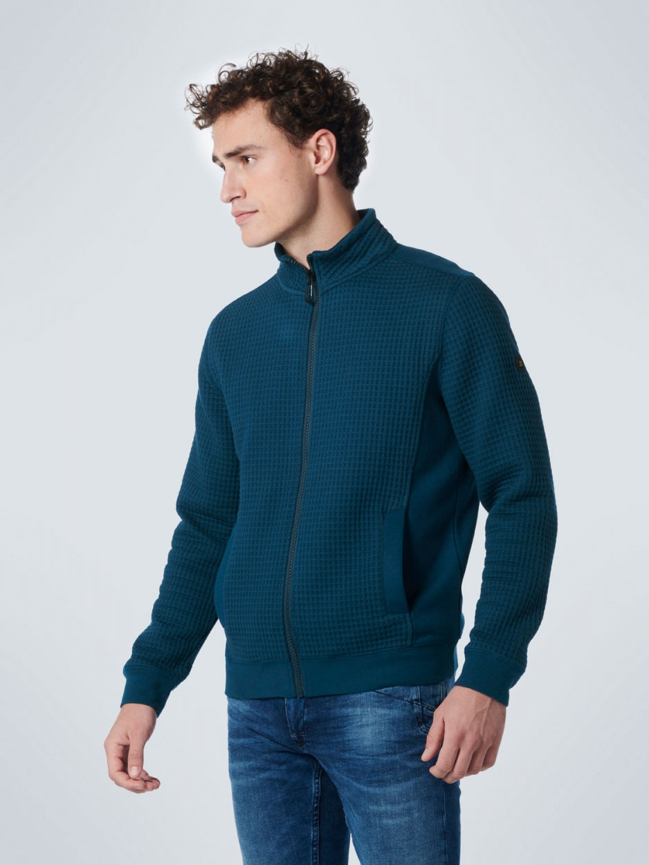 Sweater Full Zipper Jacquard | Carbon Blue