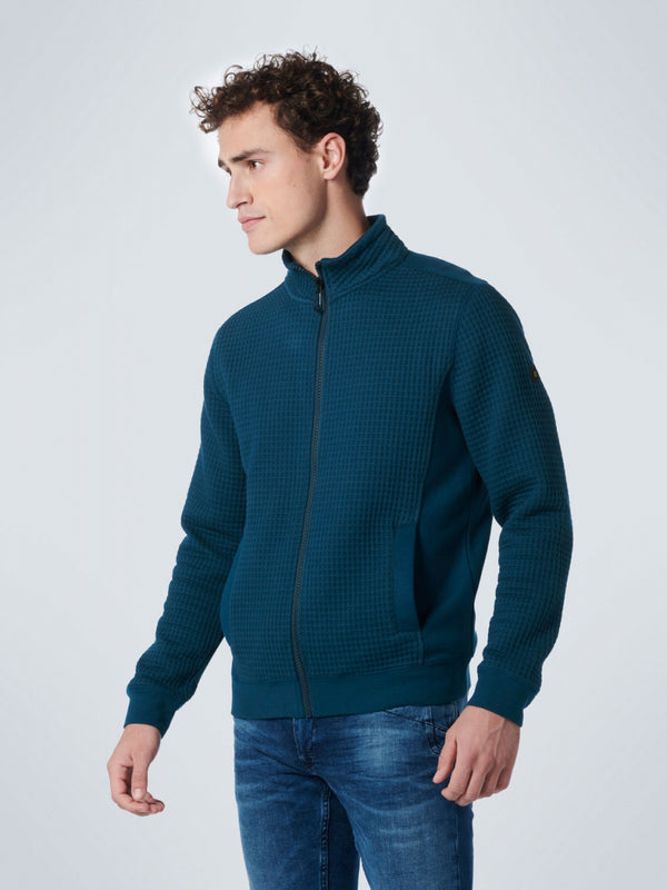 Sweater Full Zipper Jacquard | Carbon Blue