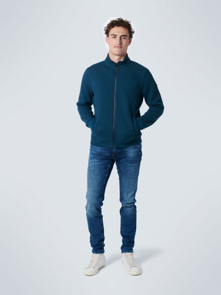Sweater Full Zipper Jacquard | Carbon Blue