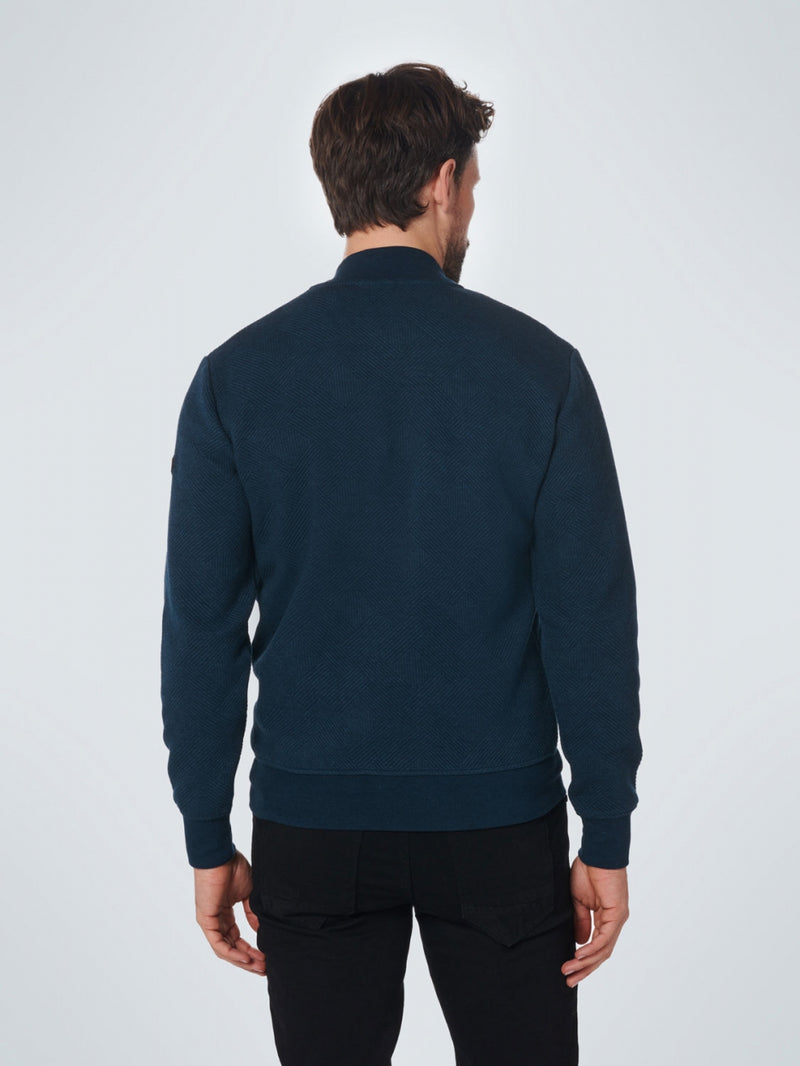 Sweater Full Zipper Double Layer Jacquard | Carbon Blue