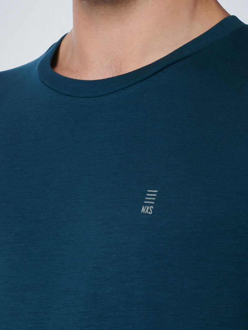T-Shirt Long Sleeve Crewneck Slub | Carbon Blue