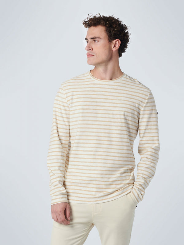 T-Shirt Long Sleeve Crewneck Stripes | Sand
