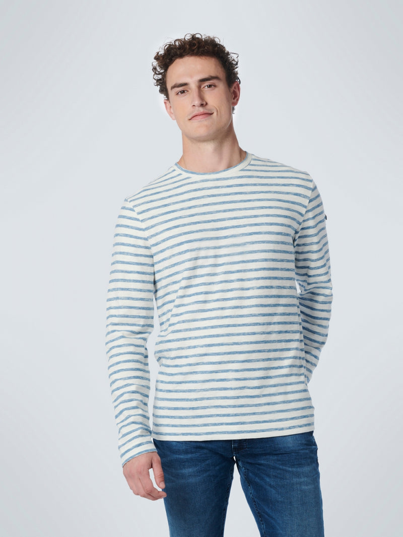 T-Shirt Long Sleeve Crewneck Stripes | Blue