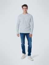 T-Shirt Long Sleeve Crewneck Stripes | Blue