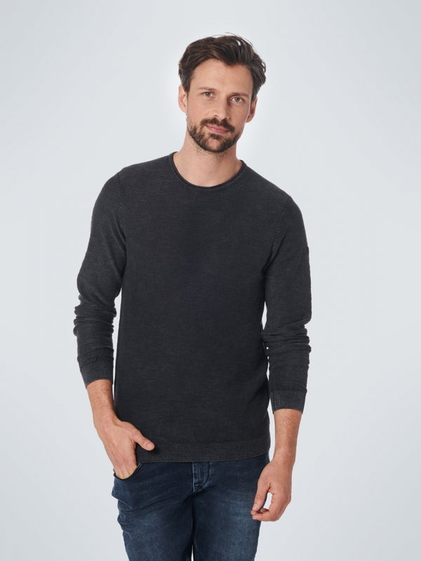 Pullover Crewneck Relief Garment Dyed + Stone Washed | Black