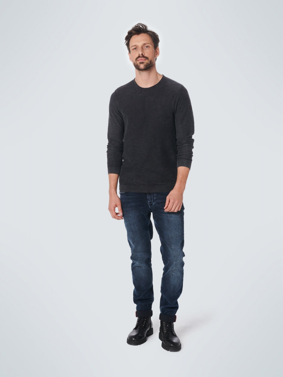 Pullover Crewneck Relief Garment Dyed + Stone Washed | Black