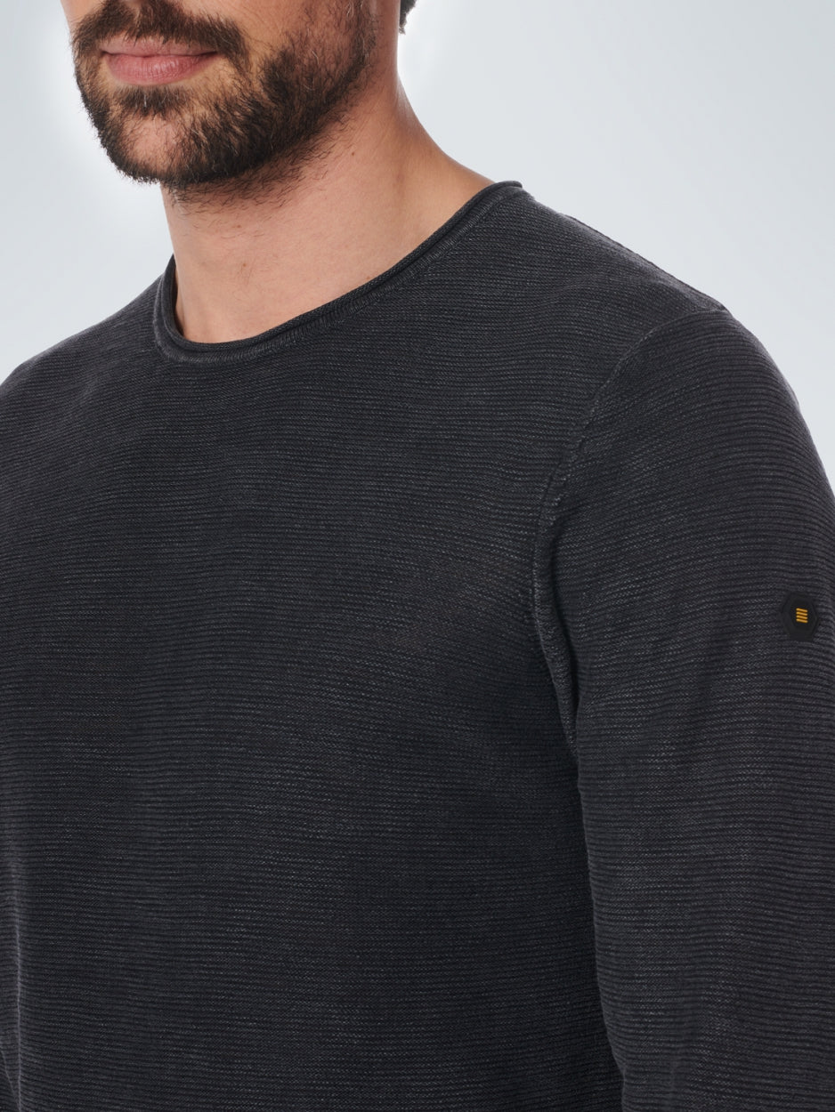 Pullover Crewneck Relief Garment Dyed + Stone Washed | Black