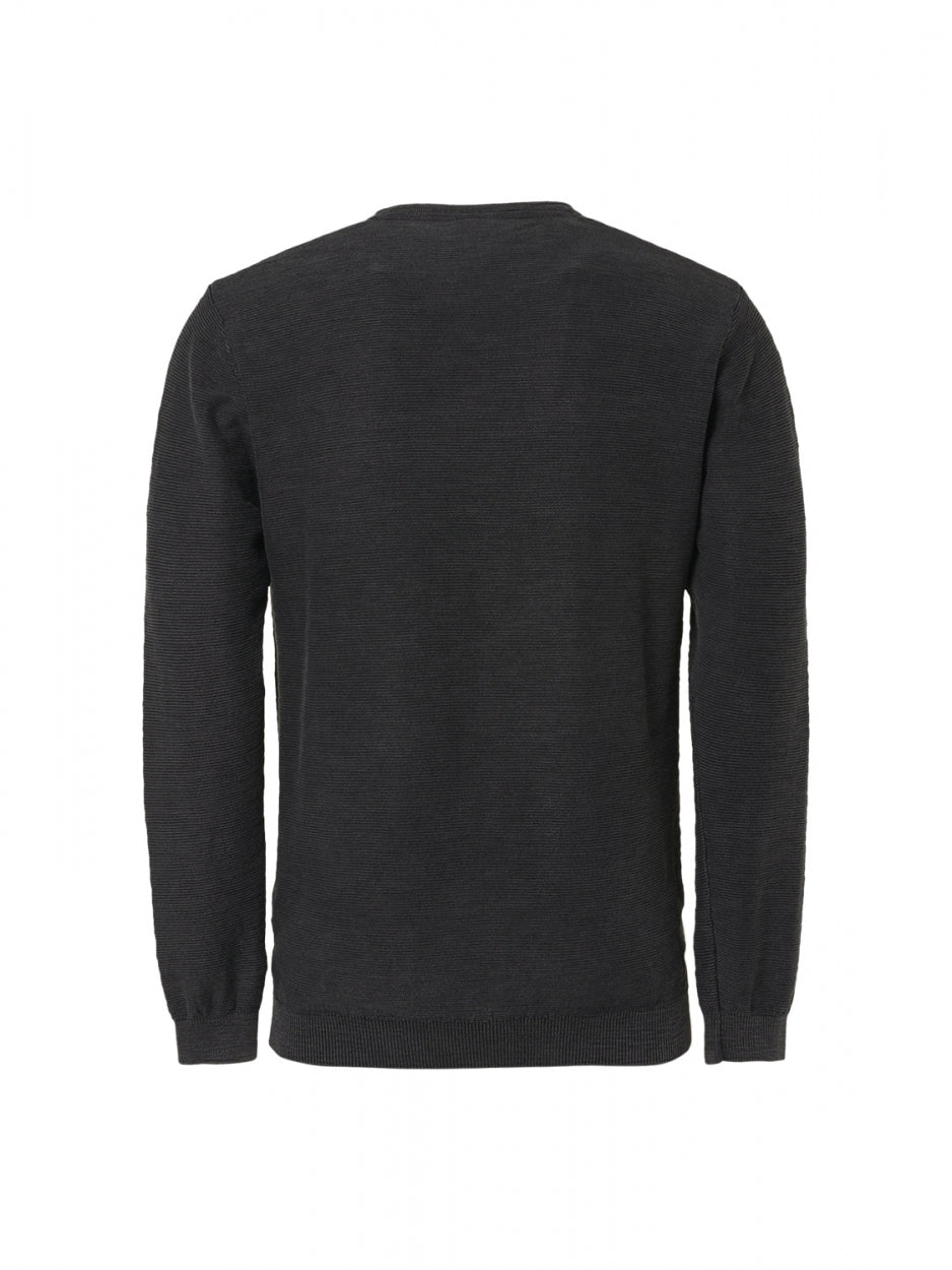 Pullover Crewneck Relief Garment Dyed + Stone Washed | Black