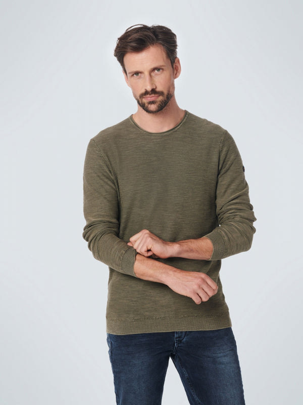 Pullover Crewneck Relief Garment Dyed + Stone Washed | Army